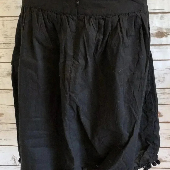 ADRIENNE VITTADINI Women Fully Lined Pom-Pom Hem Cotton Pockets Black Skirt Sz 6 - Picture 4 of 11